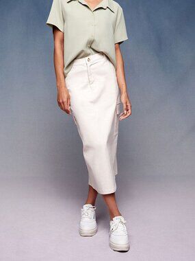 Pacsun x Ryan Destiny midi cargo skirt - cream | sz XS